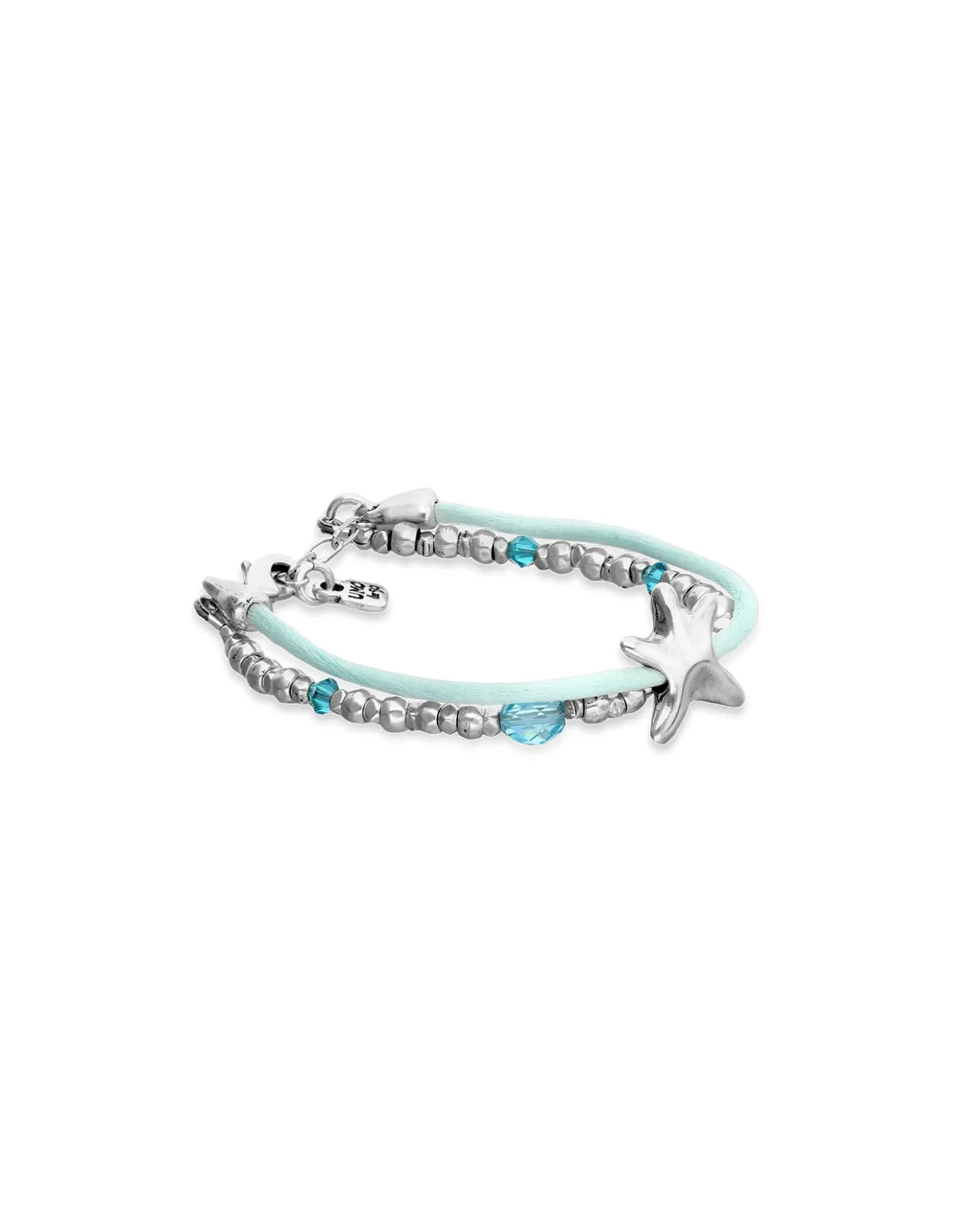 Turquoise silk thread and metal bracelet with starfish