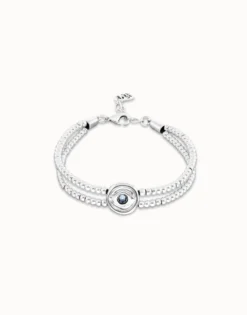 Two-strand beaded bracelet with an eye-shaped charm