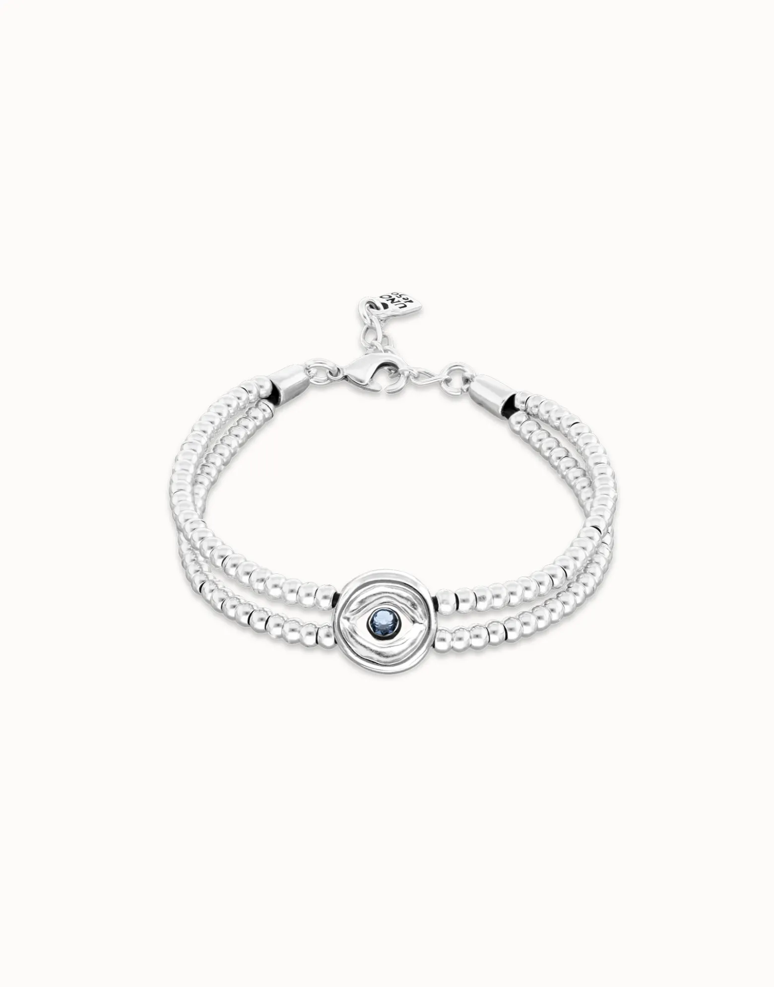 Two-strand beaded bracelet with an eye-shaped charm