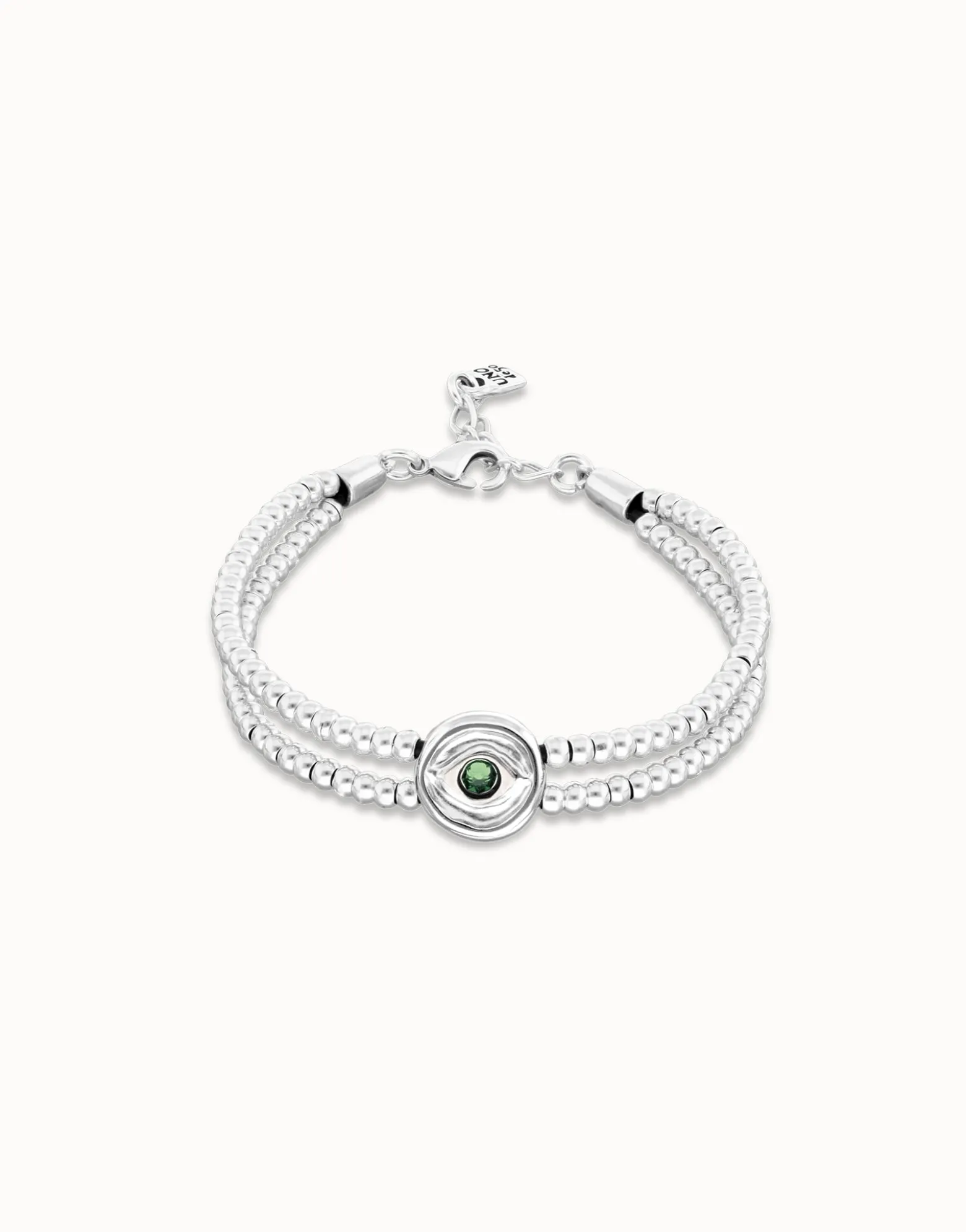 Two-strand beaded bracelet with an eye-shaped charm