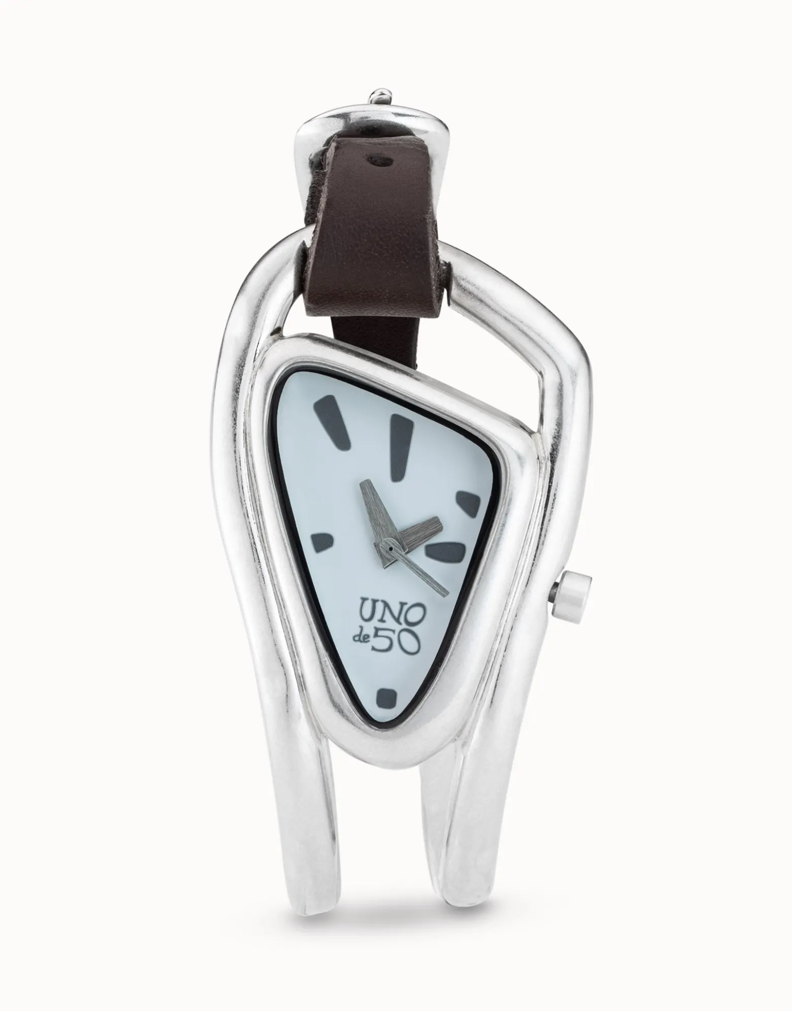 Watch with leather and metal