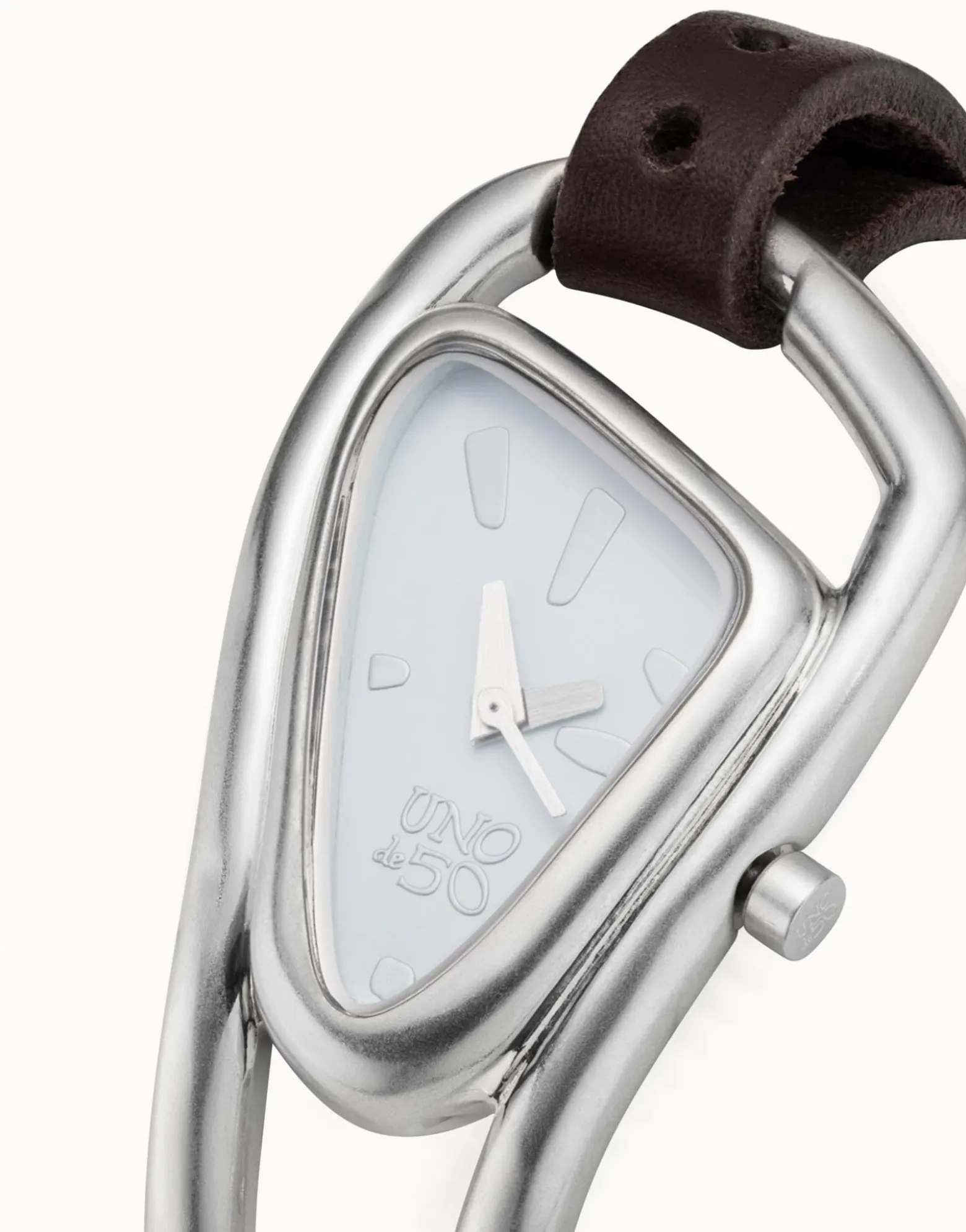 Watch with leather and metal