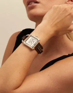 Watch with leather strap