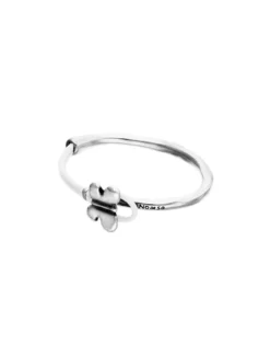 White leather bracelet with butterfly ornament