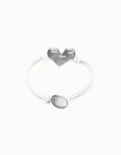 White leather bracelet with heart detail