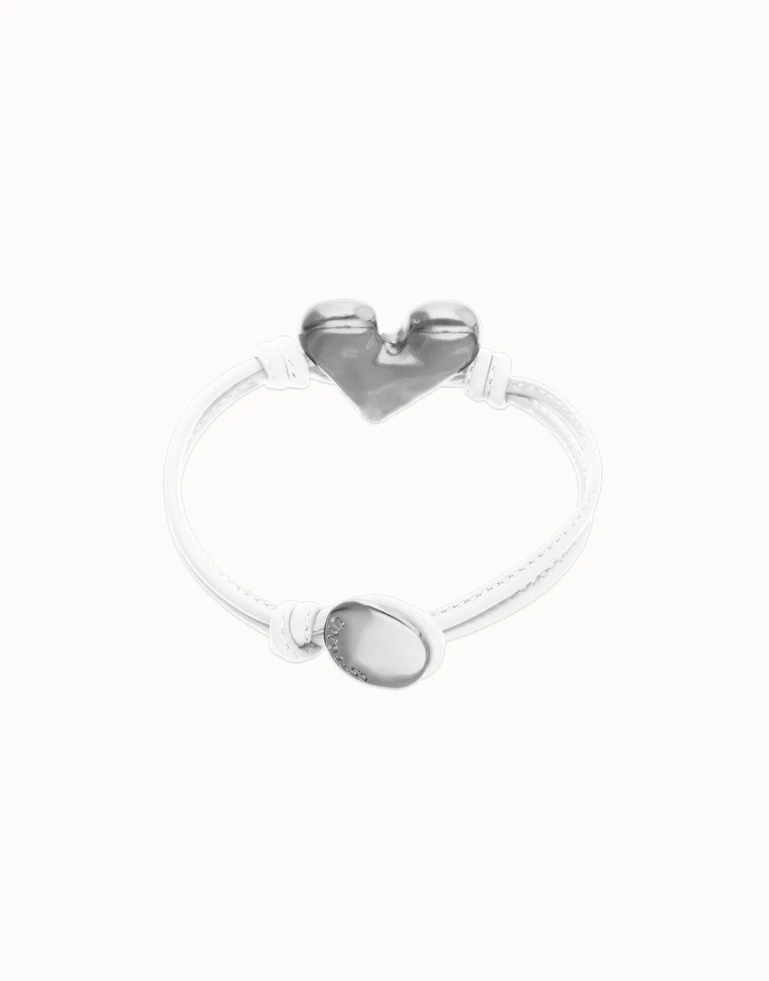 White leather bracelet with heart detail