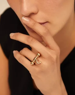 Wide ring with textured relief